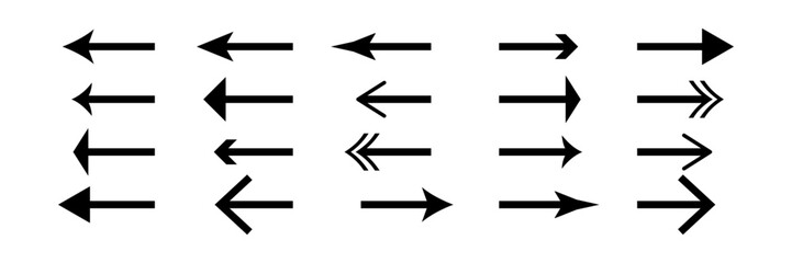 Arrow icons set. Arrow collection. Simple directional arrows. Simple arrow icons set, directional arrow collection, vector navigation arrows, basic arrow designs, clean and modern arrow symbols