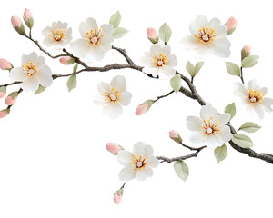 Fototapeta premium Elegant Cherry Blossom Branch on transparent background Generative Ai