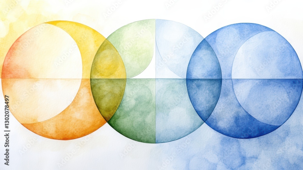 Poster abstract minimalist design, circular shapes and geometric patterns on a white background