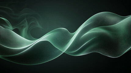 A dynamic, vibrant green grainy glowing wave flowing across a black background, symbolizing energy, motion, and modernity in an abstract, noise texture design perfect for a poster backdrop.

