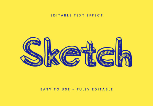 Blue and Yellow Hand Drawn Doodle Sketch Text Effect
