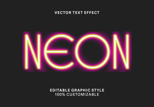 Green and Pink Neon Glow Light Text Effect