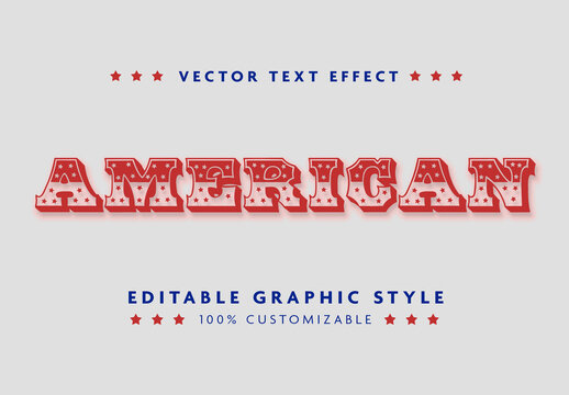 Red and Blue Starry Vintage Decorative Text Effect