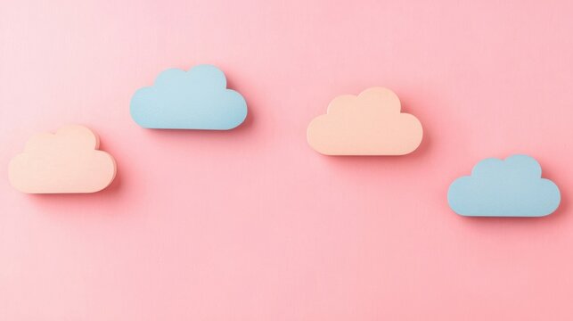 Cloud Computing Infrastructure concept. Dreamy Pastel Clouds Abstract Digital Art Concept of Multi Cloud Infrastructure