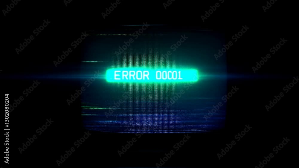 Poster glitching screen displaying error 00001 retro digital glitch art