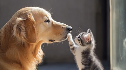 Golden Retriever in profile: radiant eyes meet yours, tongue flicks playfully from a gently opened mouth, capturing the essence of joyous curiosity