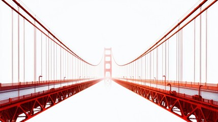 Obraz premium Majestic Golden Gate Bridge in California Shrouded in Ethereal Fog Captured with Realistic Photography Techniques