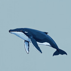 Ocean Giant Blue Whale Illustration