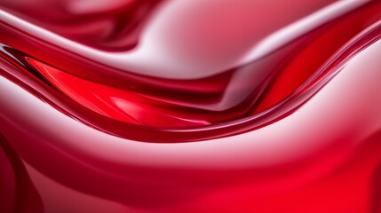 Extreme close-up of red liquid beads merging together, capturing precise moment of coalescence, smooth glossy surfaces showing environmental reflections, deep scarlet core transitioning to lighter
