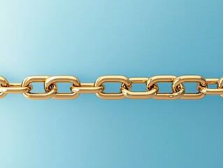 Obraz premium Golden chain links on a soft blue background create a stylish and elegant visual.