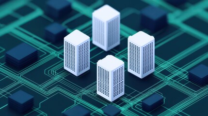 Fototapeta premium Data Staging concept. Abstract Representation of a Futuristic Data Staging Area with Cutting Edge Technology