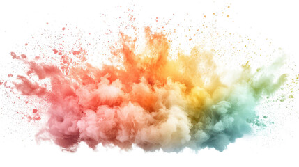 Dynamic explosion of colorful powder, a vibrant abstract spectacle of blending hues