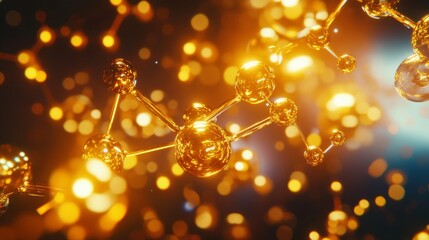 microscopic view of beauty serum bubbles containing animated molecular structures, bioluminescent molecules suspended in clear solution, complex network of bonds visible through multiple bubble