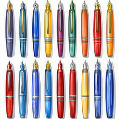 Elegant Fountain Pen Collection for Writing, Drawing & Calligraphy - Vintage Style and Vibrant Colors