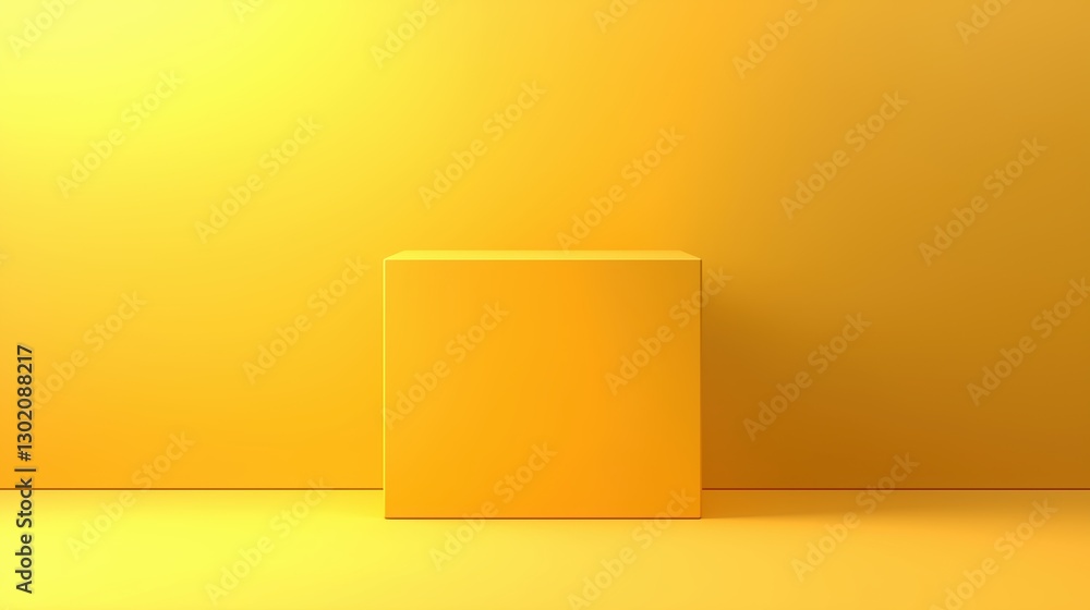 Poster minimalist yellow corner stand for product presentation in an abstract interior scene. 3d rendering 