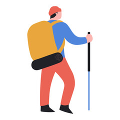 People Hiking Illustration with Flat Design. Vector Character.