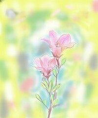 pink flowers on green background
