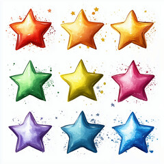 Obraz premium Colorful Stars Illustration: Vibrant and Whimsical Design with Bright Artistic Elements