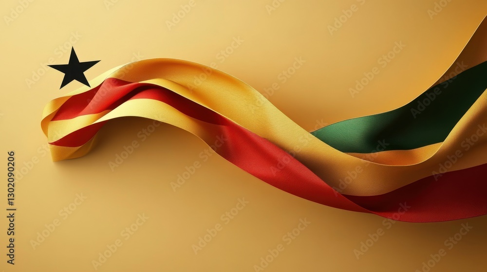 Poster vibrant flow of colorful ribbons representing the unity of a nation with a star, symbolizing freedom