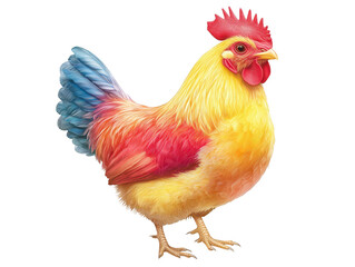 Fototapeta premium Striking colorful rooster on black, a portrait of majestic bird with vibrant plumage