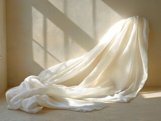 Glistening Drapery in Soft Natural Light Creating a Realistic Photography Scene with Elegant Texture and Tone