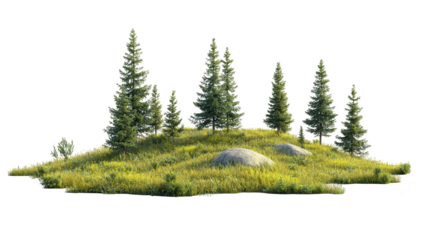 Tranquil island oasis, a serene escape with lush trees and vibrant grass serene