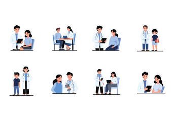 Colorful Medical Consultation Healthcare Doctor Illustration Set