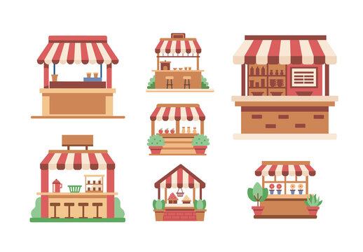 Colorful Market Stall Retail Shopfront Business Set