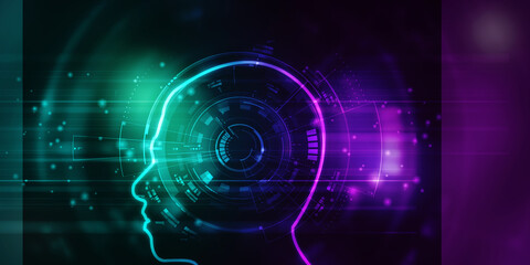 2d illustration digital Artificial mind concept