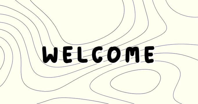 Welcome animation with wavy background ideal for video intros and presentations.