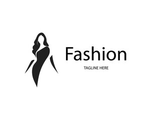 fashion  vector logos with woman figures in fashionable dress