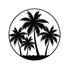Multiple Palm Trees  black silhouette 2