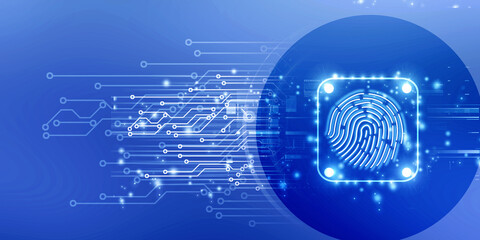 Obraz premium 2d Illustration Fingerprint Scanning Technology Concept 