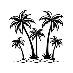 Multiple Palm Trees  black silhouette 5