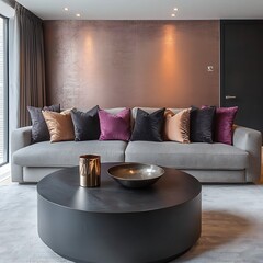 Modern Living Room Rose Gold Accent Wall