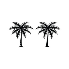Multiple Palm Trees  black silhouette  7