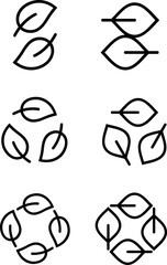 set of line leaf icons