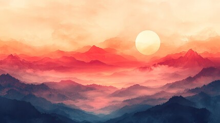 Sunrise over Misty Mountains