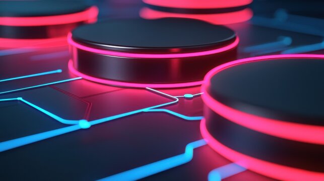 ETL concept. Futuristic Neon Architectural Visualisation with Parallel Processing Pipelines