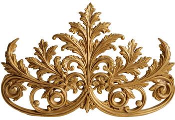Ornate Gold Leaf Rococo Decoration with Intricate Baroque Details isolate transparent background