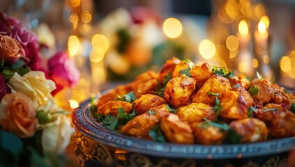 Delicious Spicy Chicken Tikka Masala at Romantic Dinner
