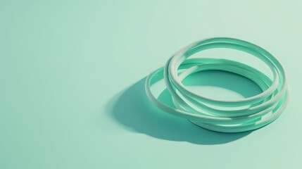 Fototapeta premium Aqua Glitter Rings on Mint Green Background