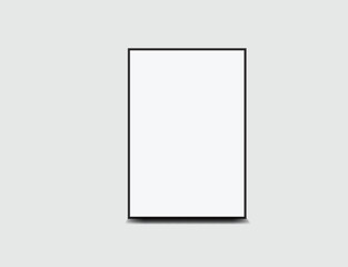 Realistic blank paper posters mockup with black frame and shadow isolated on background. Design poster template for presentation artwork, picture, advertising, banner, exhibition. Vector illustration
