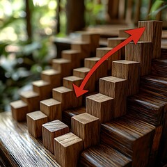 Wooden Steps Ascent Forest Background