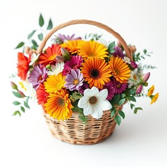 Obraz premium Woven Symphony of Nature: Abstract Floral Basket
