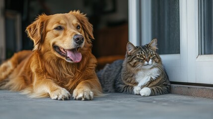 Sleek gray and white cat naps serenely on cool concrete, eyes half-closed, whiskers twitching gently as it gazes into space