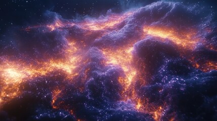 Obraz premium Fiery nebula clouds in deep space