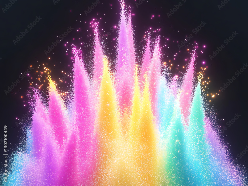 Poster vibrant color explosion artistic display digital art abstract environment close-up view creative con
