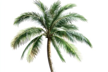 Lush green coconut palm tree isolated on white. (2)