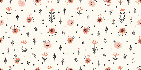 Cute flower vintage in a seamless pattern, soft pastels for a dreamy aesthetic